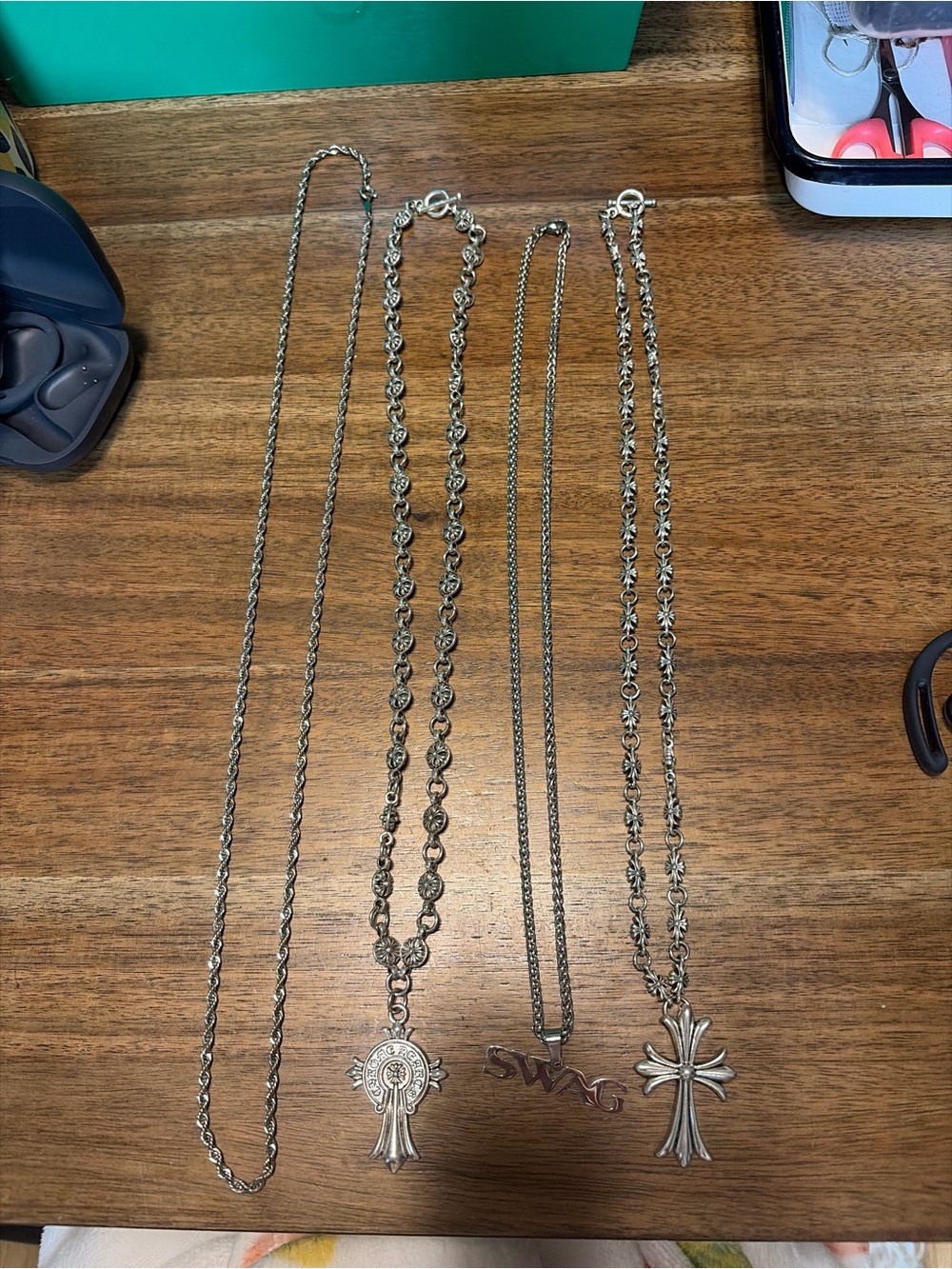 Sterling-Tone Silver Cross Pendant Necklaces - Set of 4